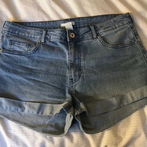 H&M jean shorts, extra stretchy, cuffed bottoms